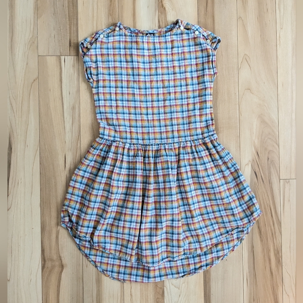 Tea Collection Rainbow Plaid Cotton And Linen Dress SIZE 8
